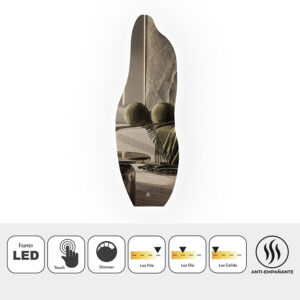 Espejo decorativo biselado con luz LED 1 Espejo decorativo biselado con luz LED